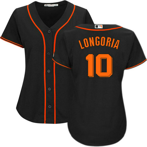 Giants #10 Evan Longoria Black Alternate Women's Stitched MLB Jersey_1