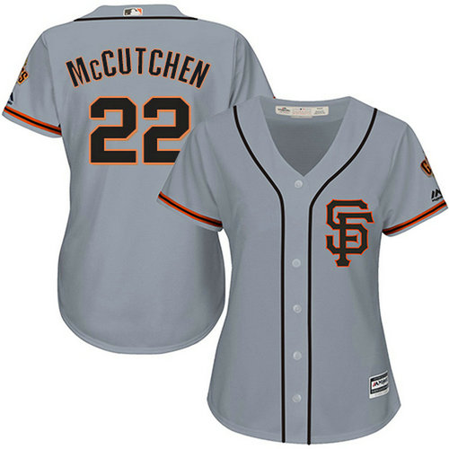 Giants #22 Andrew McCutchen Grey Road 2 Women's Stitched MLB Jersey_1