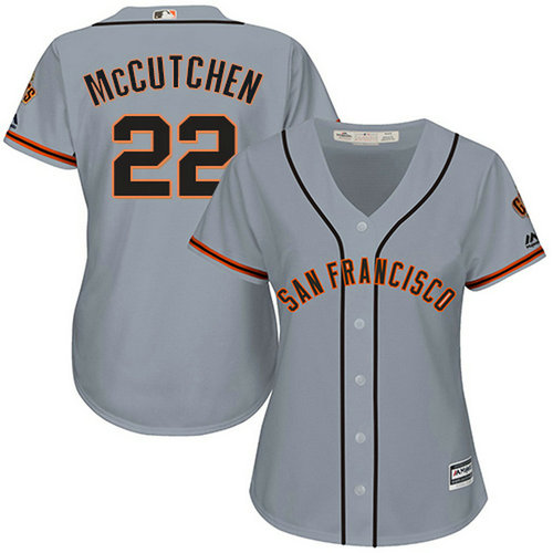 Giants #22 Andrew McCutchen Grey Road Women's Stitched MLB Jersey_1