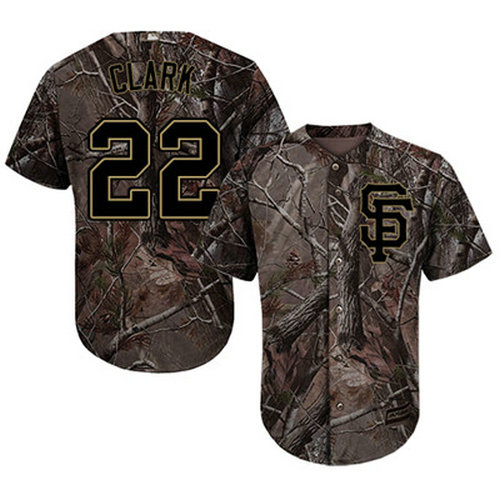 Giants #22 Will Clark Camo Realtree Collection Cool Base Stitched Youth Baseball Jersey