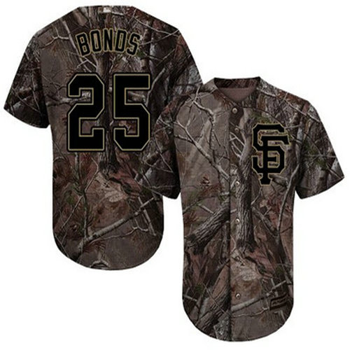 Giants #25 Barry Bonds Camo Realtree Collection Cool Base Stitched Youth Baseball Jersey