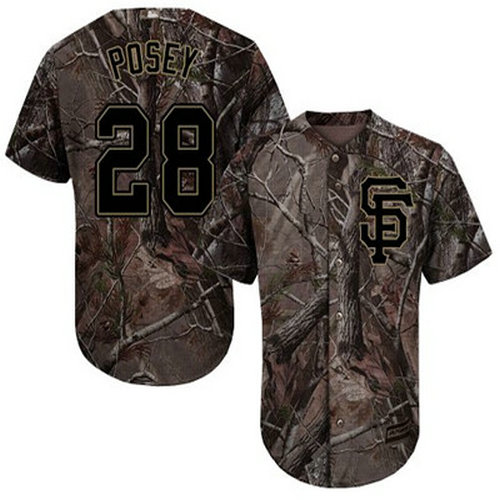 Giants #28 Buster Posey Camo Realtree Collection Cool Base Stitched Youth Baseball Jersey