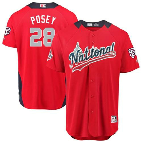Giants #28 Buster Posey Red 2018 All-Star National League Stitched Baseball jerseys