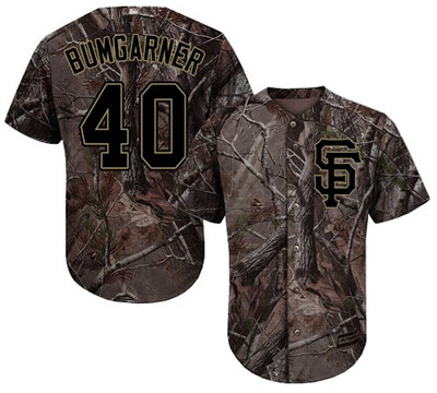 Giants #40 Madison Bumgarner Camo Realtree Collection Cool Base Stitched Youth Baseball Jersey