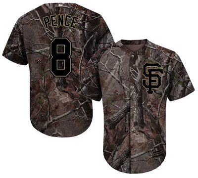 Giants #8 Hunter Pence Camo Realtree Collection Cool Base Stitched Youth Baseball Jersey