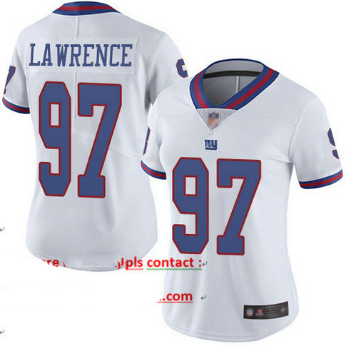 Giants #97 Dexter Lawrence White Women's Stitched Football Limited Rush Jersey