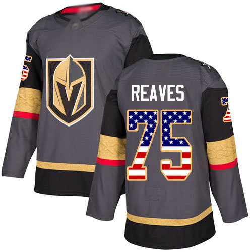 Golden Knights #75 Ryan Reaves Grey Home Authentic USA Flag Stitched Hockey Jersey