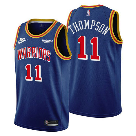 Golden State Warriors #11 Klay Thompson Men's Nike Releases Classic Edition NBA 75th Anniversary Jersey Blue