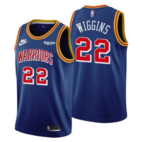 Golden State Warriors #22 Andrew Wiggins Men's Nike Releases Classic Edition NBA 75th Anniversary Jersey Blue
