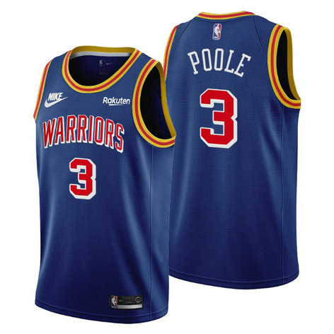 Golden State Warriors #3 Jordan Poole Men's Nike Releases Classic Edition NBA 75th Anniversary Jersey Blue