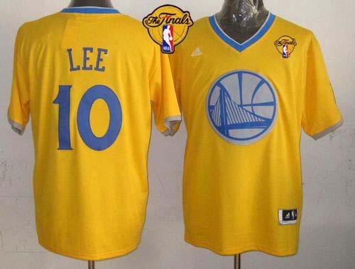 Golden State Warriors 10 David Lee Gold 2013 Christmas Day Swingman The Finals Patch jersey