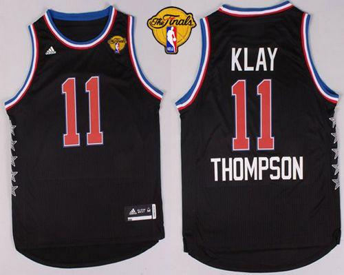Golden State Warriors 11 Klay Thompson Black 2015 All Star The Finals Patch NBA Jersey