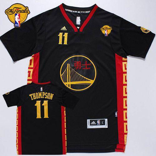 Golden State Warriors 11 Klay Thompson Black Slate Chinese New Year The Finals Patch NBA jersey