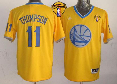 Golden State Warriors 11 Klay Thompson Gold 2013 Christmas Day Swingman The Finals Patch NBA jersey
