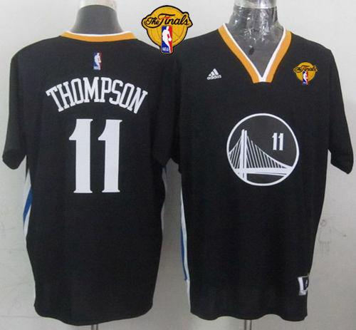 Golden State Warriors 11 Klay Thompson New Black Alternate The Finals Patch NBA jersey