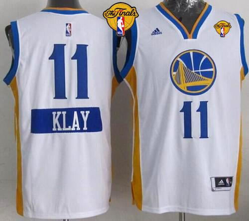 Golden State Warriors 11 Klay Thompson White 2014-15 Christmas Day The Finals Patch NBA Jersey