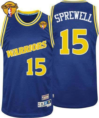 Golden State Warriors 15 Latrell Sprewell Blue Throwback The Finals Patch NBA Jersey