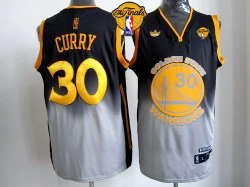 Golden State Warriors 30 Stephen Curry Black-Grey Fadeaway Fashion The Finals Patch NBA jersey