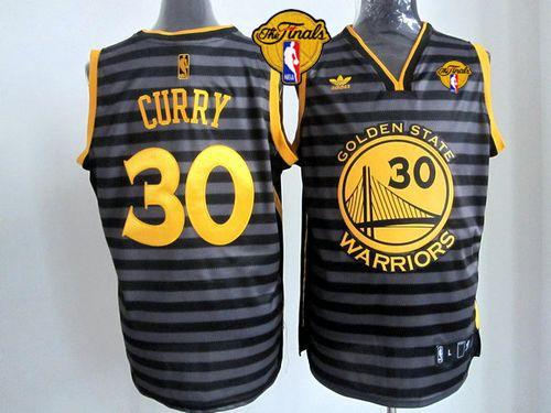 Golden State Warriors 30 Stephen Curry Black-Grey Groove The Finals Patch NBA Jersey