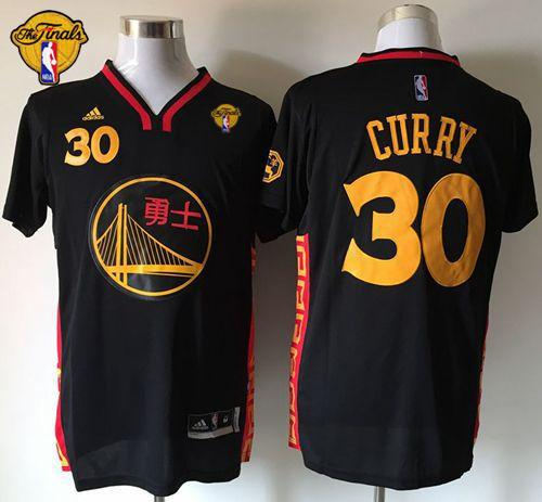 Golden State Warriors 30 Stephen Curry Black Slate Chinese New Year The Finals Patch NBA jersey