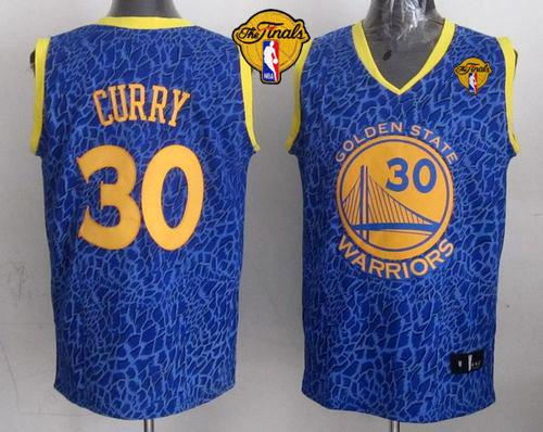 Golden State Warriors 30 Stephen Curry Blue Crazy Light The Finals Patch NBA Jersey