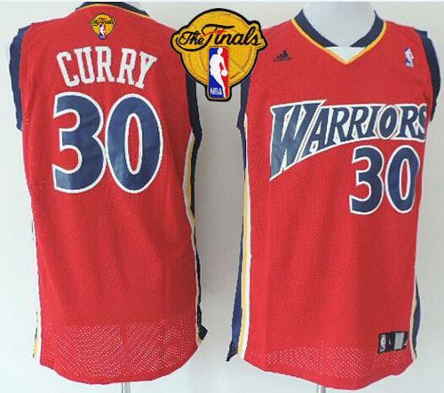Golden State Warriors 30 Stephen Curry Red Throwback The Finals Patch NBA Jersey