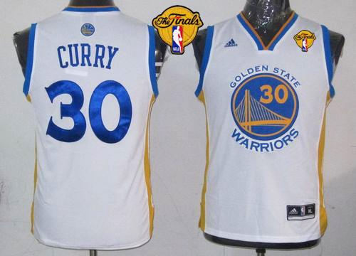 Golden State Warriors 30 Stephen Curry White The Finals Patch Revolution 30 NBA Jersey