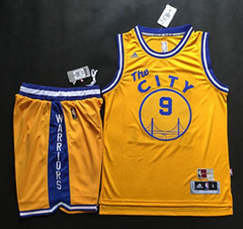 Golden State Warriors 9 Andre Iguodala Gold Throwback The City A Set NBA Jersey