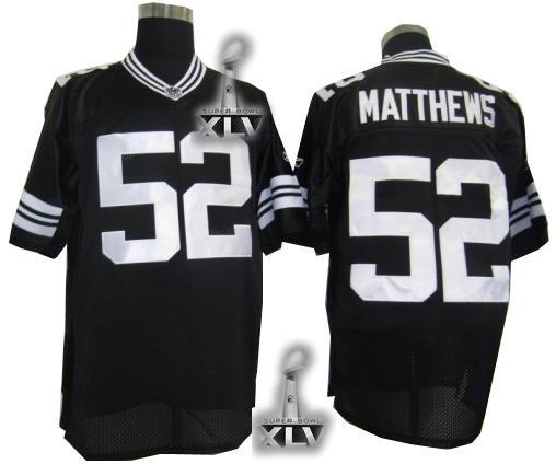 Green Bay Acme Packers #52 Clay Matthews 2011 super bowl jerseys black
