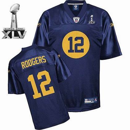 Green Bay Packers #12 Aaron Rodgers 2011 Super Bowl XLV Jersey blue