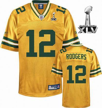 Green Bay Packers #12 Aaron Rodgers 2011 Super Bowl XLV Jersey yellow