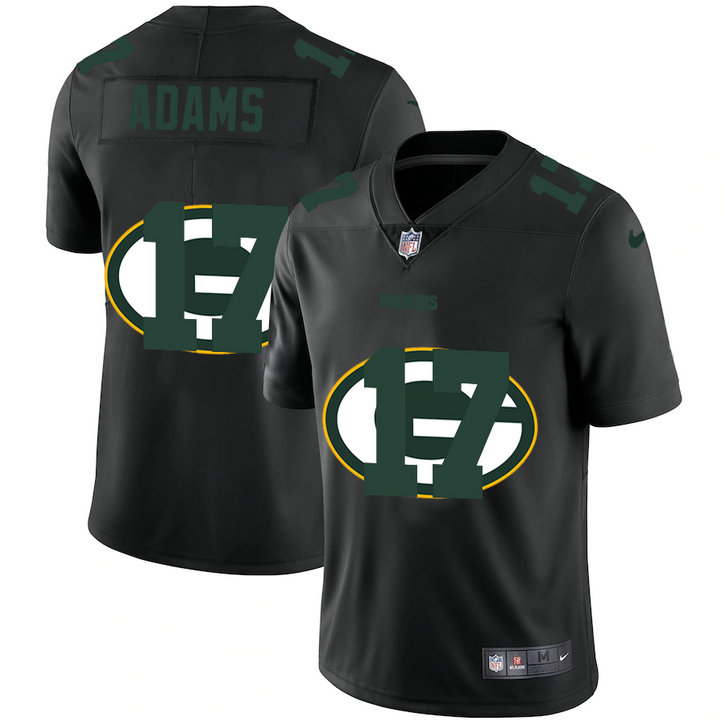 Green Bay Packers #17 Davante Adams Men's Nike Team Logo Dual Overlap Limited NFL Jersey Black