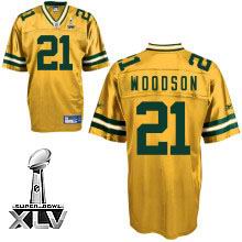 Green Bay Packers #21 Charles Woodson 2011 Super Bowl XLV Jersey yellow