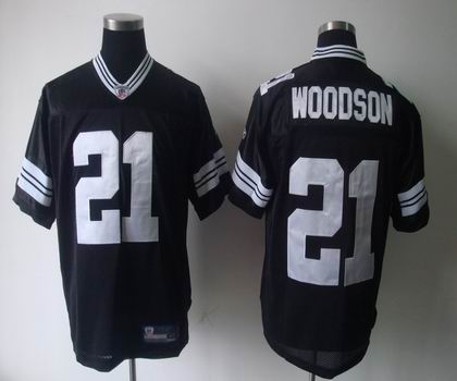 Green Bay Packers #21 Charles Woodson full black jerseys