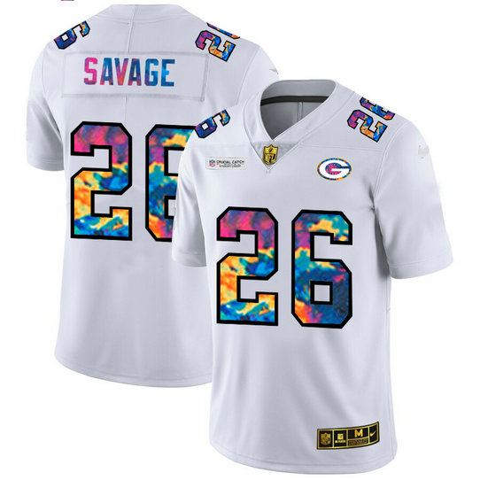 Green Bay Packers #26 Darnell Savage Jr. Men's White Nike Multi-Color 2020 NFL Crucial Catch Limited NFL Jersey