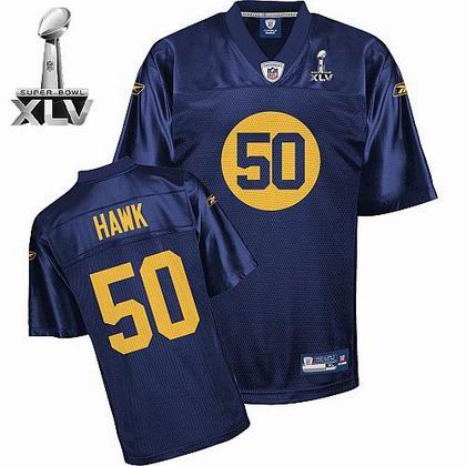 Green Bay Packers #50 A.J. Hawk Blue 2011 Super bowl jerseys blue