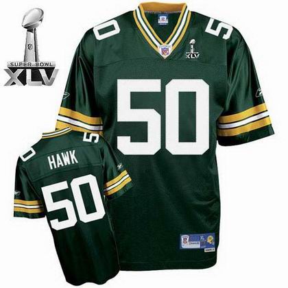 Green Bay Packers #50 A.J. Hawk Blue 2011 Super bowl jerseys green