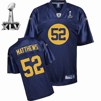 Green Bay Packers #52 Clay Matthews 2011 Super Bowl XLV Jersey blue