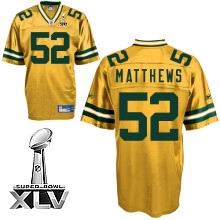 Green Bay Packers #52 Clay Matthews 2011 Super Bowl XLV Jersey yellow