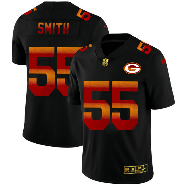 Green Bay Packers #55 Za'Darius Smith Men's Black Nike Red Orange Stripe Vapor Limited NFL Jersey