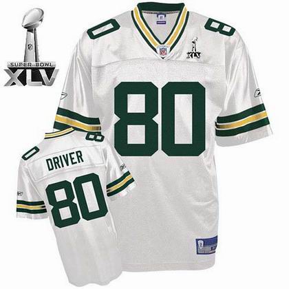 Green Bay Packers #80 Donald Driver 2011 Super Bowl XLV Jersey White
