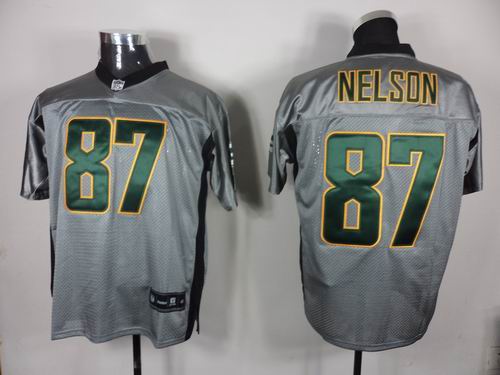 Green Bay Packers #87 Jordy Nelson Gray shadow jerseys