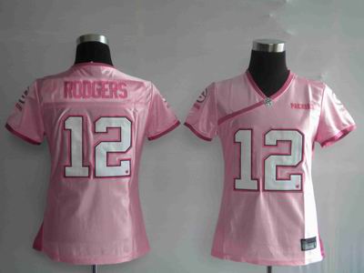 Green Bay Packers 12# Aaron Rodgers pink love women jersey