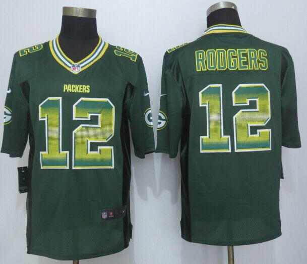 Green Bay Packers 12 Aaron Rodgers Pro Line Green Fashion Strobe 2015 New Nike Jersey
