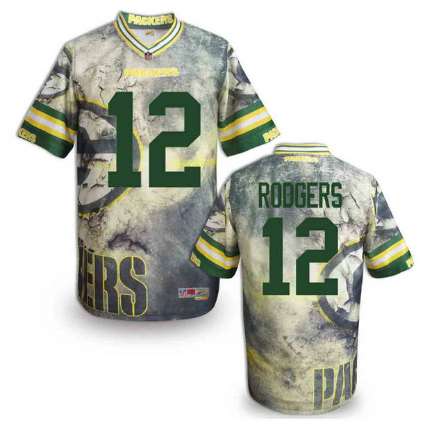 Green Bay Packers 12 Aaron Rodgers gray Fashion NFL jerseys