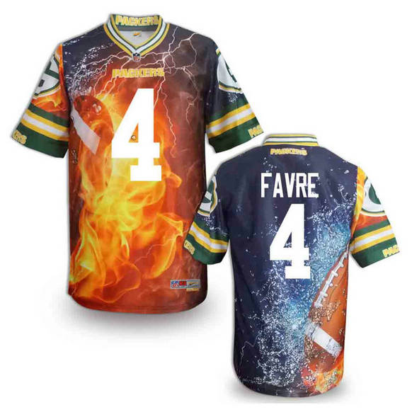 Green Bay Packers 4 Brett Favre Flame Fashion NFL jerseys