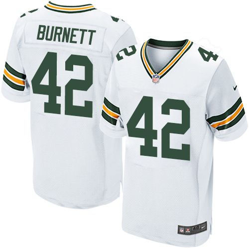 Green Bay Packers 42 Morgan Burnett White Nike NFL Elite Jersey