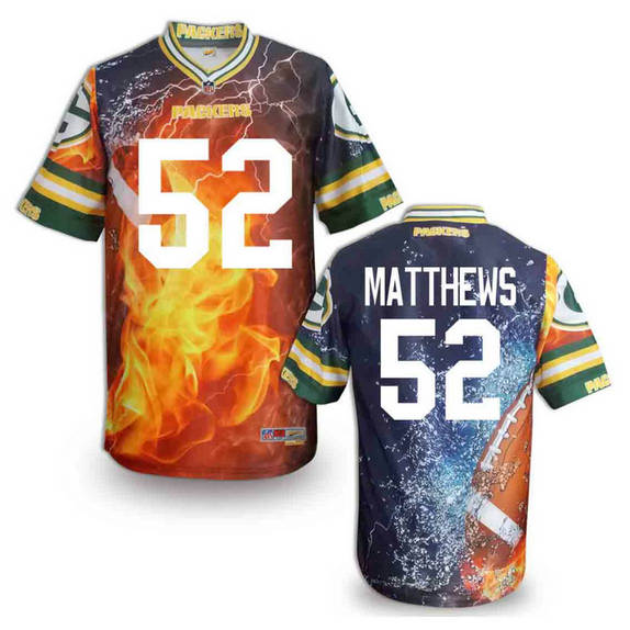 Green Bay Packers 52 Clay Matthews Flame Fashion NFL jerseys