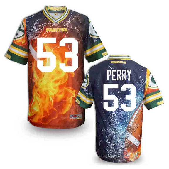 Green Bay Packers 53 Nick Perry Flame Fashion NFL jerseys