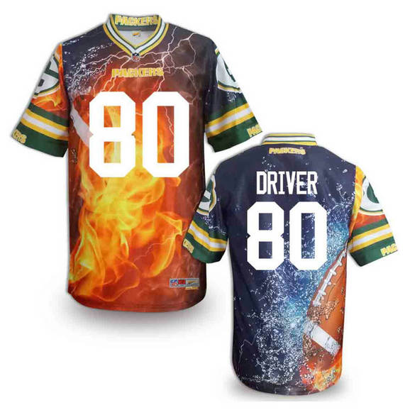 Green Bay Packers 80 Donald Driver Flame Fashion NFL jerseys